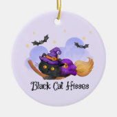 Black Cat Hisses Keramik Ornament (Vorne)
