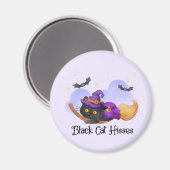 Black Cat Hisses Magnet (Vorderseite/Rückseite)