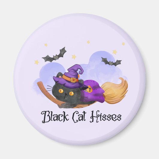 Black Cat Hisses Magnet (Vorne)