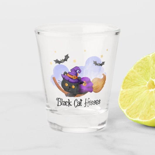 Black Cat Hisses Schnapsglas (Vorderseite)