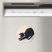 Black Cat Hissing Fine Art von Hiroaki Takahashi Magnet (In Situ (Geschirrspüler))