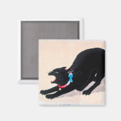 Black Cat Hissing Fine Art von Hiroaki Takahashi Magnet (Vorderseite/Rückseite)