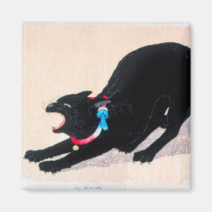 Black Cat Hissing Fine Art von Hiroaki Takahashi Magnet