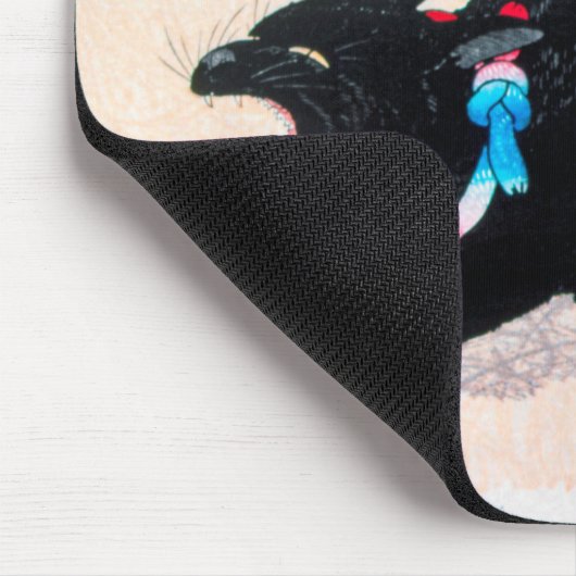 Black Cat Hissing Fine Art von Hiroaki Takahashi Mousepad (Ecke)