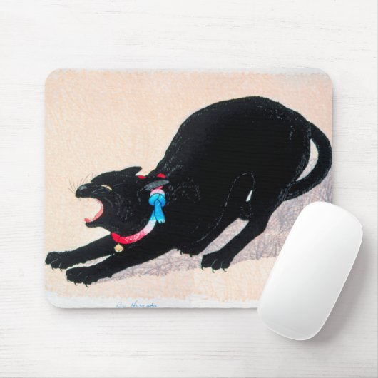 Black Cat Hissing Fine Art von Hiroaki Takahashi Mousepad (Mit Mouse)