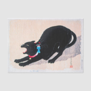 Black Cat Hissing Fine Art von Hiroaki Takahashi Seidenpapier