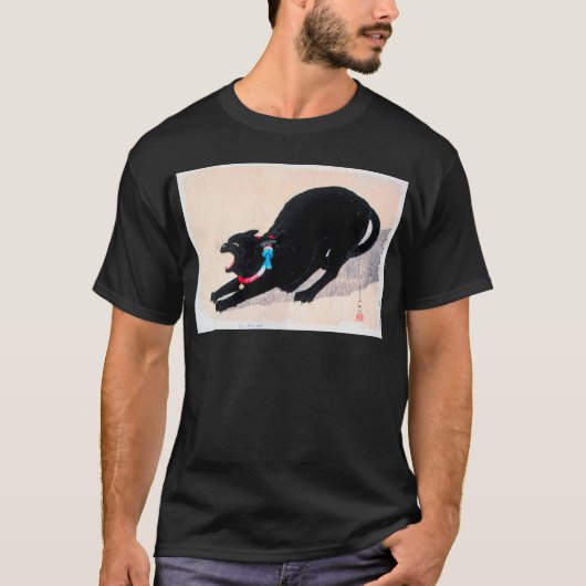 Black Cat Hissing Fine Art von Hiroaki Takahashi T-Shirt (Vorderseite)