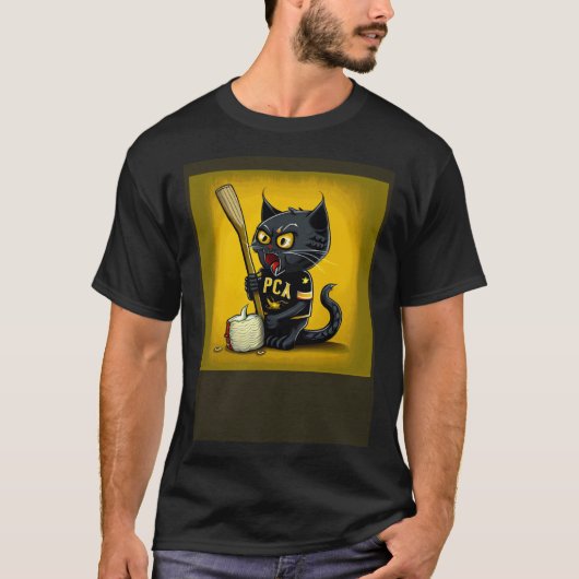 Black Cat Hockey Corn On The Cob T-Shirt (Vorderseite)