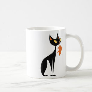 Black Cat Holding Orange Rat Kaffeetasse