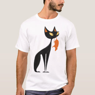 Black Cat Holding Orange Rat T-Shirt