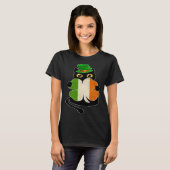 Black Cat Holding Shamrock Irish Flag St Patricks T-Shirt (Vorne ganz)