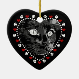 Black Cat Holiday Doppelseitiges Herz Ornament