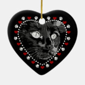 Black Cat Holiday Doppelseitiges Herz Ornament (Hinten)