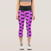 Black Cat Hot Pink Crazy Cat Woman Capri Leggings (Vorderseite)