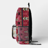 Black Cat Hot Pink Psychedelische botanische Blume Bedruckter Rucksack (Rechts)