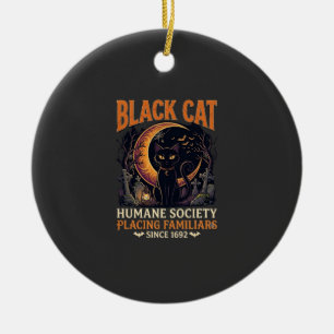 Black Cat Humane Society Halloween Halbmond L Keramik Ornament