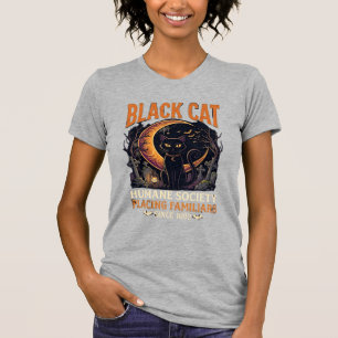 Black Cat Humane Society Halloween Halbmond L T-Shirt