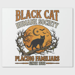 Black Cat Humane Society Halloween Vollmond Fleder Geschenkpapier