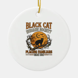 Black Cat Humane Society Halloween Vollmond Fleder Keramik Ornament