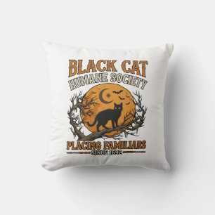 Black Cat Humane Society Halloween Vollmond Fleder Kissen