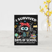 Black Cat I Survived 67 Days Of School 1st Grade T Karte (Gelbe Blume)