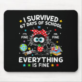 Black Cat I Survived 67 Days Of School Its Fine I' Mousepad (Vorne)
