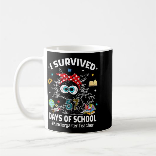 Black Cat I Survived 67 Days Of School Kindergarte Kaffeetasse (Links)