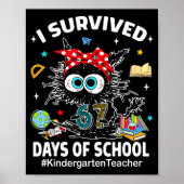 Black Cat I Survived 67 Days Of School Kindergarte Poster (Vorne)
