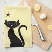 Black Cat im Stil von 1950 Geschirrtuch (Viertel Falte)