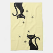 Black Cat im Stil von 1950 Geschirrtuch (Vertikal)