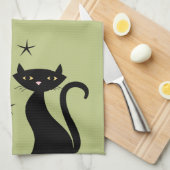 Black Cat im Stil von 1950 Geschirrtuch (Viertel Falte)