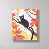 Black Cat in a Tree | Fall Autumn Spooky Cute Leinwanddruck (Vorderseite)