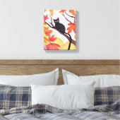Black Cat in a Tree | Fall Autumn Spooky Cute Leinwanddruck (Insitu (Schlafzimmer))