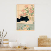 Black Cat in Bathtub Japanese Bathroom Print Poster (Küche)