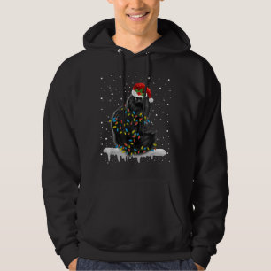 Black Cat in Christmas Lights Funny Xmas Cat Mama Hoodie