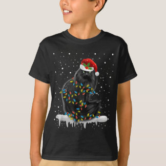 Black Cat in Christmas Lights Funny Xmas Cat Mama T-Shirt