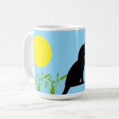 Black Cat in Contemporary Plant Design Mug Kaffeetasse (Vorderseite Links)