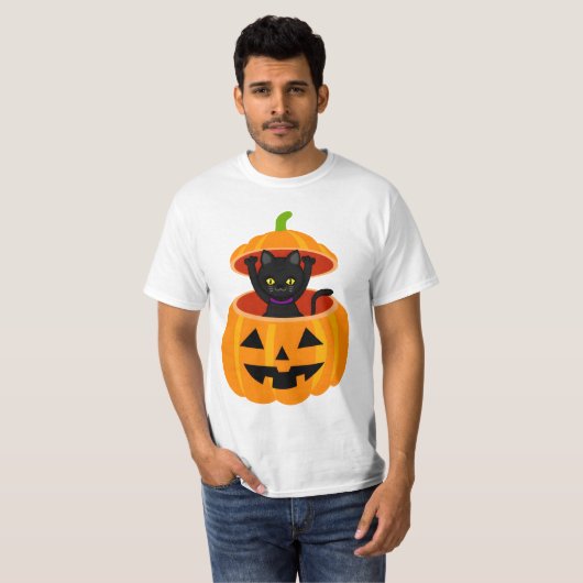 " Black Cat in Halloween Pumpkin Clip Art " T-Shirt (Vorne ganz)
