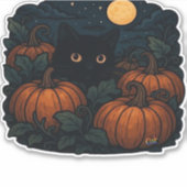 Black Cat in Hexenhut - Matcha Latte Magic Classi Aufkleber (Vorderseite)