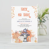Black Cat in Hexenhuttrick oder Treat Birthday Einladung (Stehend Vorderseite)
