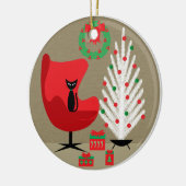 Black Cat in Mid Century Christmas Room Keramik Ornament (Links)