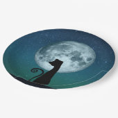 Black Cat in Moonlight Paper-Tellern Pappteller (Schrägansicht)