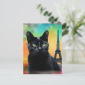 Black Cat in Paris Postkarte (Stehend Vorderseite)