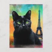 Black Cat in Paris Postkarte (Vorderseite)