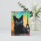 Black Cat in Paris Postkarte (Stehend Vorderseite)