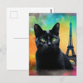 Black Cat in Paris Postkarte (Vorne/Hinten)