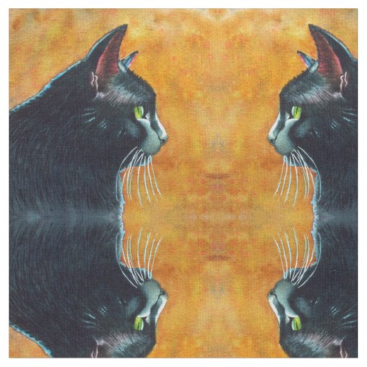 Black Cat in Profile Fabric von Rachel M Brown Stoff (Nahaufnahme)