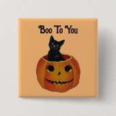 Black Cat in Pumpkin Button Button (Vorderseite)