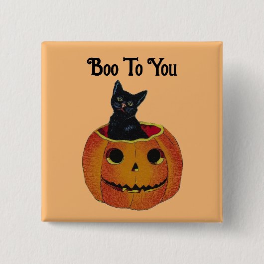 Black Cat in Pumpkin Button Button (Vorderseite)