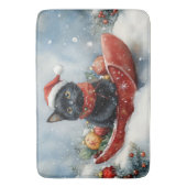 Black Cat in Sledge Let it Snow Christmas Badematte (Vorderseite Vertikal)